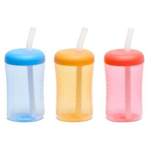 Squeeze & Sip Toddler Straw Cups, Squeezable Transition Sippy Cup with Straw